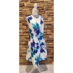 CB ESTABILISHED 1962 FORMAL DRESS WHITE/BLUE SLEEVE POLYESTER SIZE 20(2X)